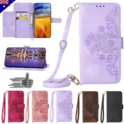 For Samsung S25 S24 S23 S22 S21 S20 FE Ultra Leather Wallet Crossbody Strap Case