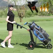3 Wheels Push Pull Golf Buggy Trolley Push Cart Aluminum Foldable Lightweight