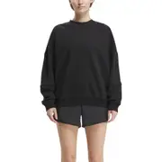 Reebok Lux Oversized Crew Sweatshirt Black Women's Casual Pullover Jacket