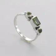 Triple Round Square Green PERIDOT Ring Multiple Sizes 925 STERLING SILVER #35e