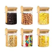 5X(Glass Jars with Bamboo Lid & Spoons, Glass Jar with Airtight Lid, 154072