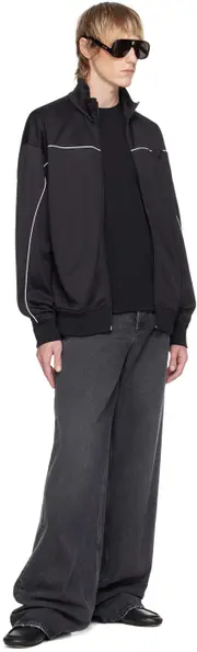 piped-trim detail track jacket S Black