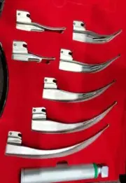 NEW ORIGNAL FIBER OPTIC Laryngoscope Mac Set of 7 BLADE & HANDLES ENT Anesthesia