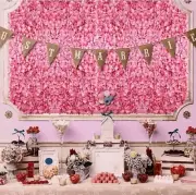 Decoración de paneles de pared de flores: telón de fondo floral artificial rosa