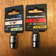 GearWrench 7/16" 6 Pt 3/8" Drive Shallow Polished Chrome Socket 80353 - Lot Of 2