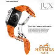 Hermes Kilim Orange Deployment in 24k Gold for Apple Watch Series 9 8 7 6 5 4 3