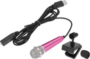 uxcell 1 Pcs Mini Microphone, Mini Mic Tiny Microphone Phone Type C Mic Small Microphone with Bracket, Sponge Cover for Record Phone Voice, Hot Pink