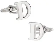 Letter D Cufflinks Monogram Men's Initial Cuff Links with Travel Presentation