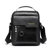 Men Retro Pu Leather Crossbody Bag Business Handbag With Multiple Compartments