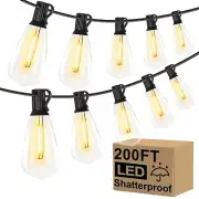 LED Outdoor String Lights 200Ft Shatterproof Waterproof ST38 Vintage Edison B...