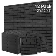 Sound Proof Foam Panels, Brick Shaped Soundproof Wall Panels, 12 Pack
