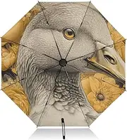 [PDZRMY] Duck Flower UV Protection Travel Umbrella Compact for Rain and Sun - Auto Open and Close UPF 50+ Windproof Portable 46” Sun Umbrella for Women and Men