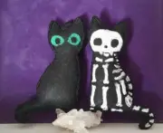 HEXit Poppet -Black Cat - "Milton" Schrodinger's Cat Dead or Alive - Handmade