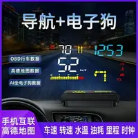 在飛比找樂天市場購物網優惠-車用抬頭HUD車用顯示器導航電子狗語音播報車速高清智能投影