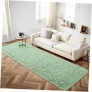 Soft Sage Runner Rugs for Bedroom Bedside Rug Fluffy Carpets, 2x6 Feet Green