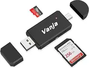 Vanja SD Card Reader USB C, Type C to Micro SD Adapter Micro USB Dual Slots, Memory Card Reader for SDHC SDXC UHS-I, Compatible with MacBook Pro/Air, iPhone 16 15 Pro Max, Android Galaxy Plug & Play