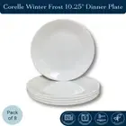 Corelle Winter Frost White 10.25" Dinner Plate, Vitrelle Glass (Pack of 8)
