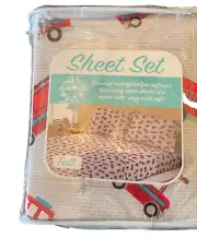 Kute Kids 4 -piece Ultra Soft Brushed Microfiber FireTrucks Brick F Sheet Set