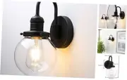 Industrial Vintage Gooseneck Wall Sconce 1-Light with 5.9” Round Clear Glass