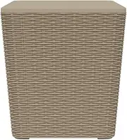 vidaXL Durable Outdoor Side Table with Storage Space and Removable Lid, Light Brown Rattan Look, Polypropylene Garden Furniture