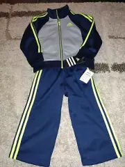 Adidas Boys Track Suit Size 24 Months Blue Jacket Pants 2 Piece Outfit