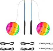 Tetherball Ball and Rope,7-Inch Inflatable Playground Rainbow Balls | Tether Balls Rope Set, Outdoor Ball Games, Versatile Sports Bouncy Balls for Gym Yoga Exercises
