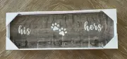 Rustic His & Hers Dog Hanger Key/Dog Leash Hanger Holder with 3 Hooks Wooden New