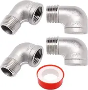 SWZHAI 4PCS 90 Degree Elbow 1/2" NPT Male to 1/2" NPT Female Street Elbow 304 Stainless Steel Pipe Fittings Male to Female Threaded Coupler