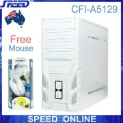SPEED CFI-A5129 Full ATX Office or Gaming PC Case - WHITE -(Free Wireless Mouse)