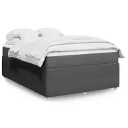 vidaXL Box Spring Bed with Mattress Black Double Fabric