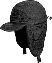 [POCHY] Pilot Hat | Men Women Windproof Pilot Hat with Ear Flap - Men Women Winter Hat, Outdoor Cold Proof Warm Hat, Pilot Hat Trooper Hat Costume Accessories Black