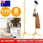 175CM Wooden Coat Rack Clothes Hanger Jacket Bag Umbrella Hook Bedroom Office
