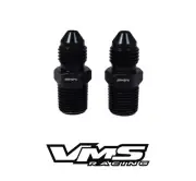 x2 3AN to 1/8" NPT Adapter Straight Pipe Thread to 3 AN Flare Fittings Black