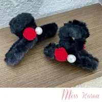 在飛比找momo購物網優惠-【MISS KOREA】玫瑰花髮夾 珍珠髮夾/韓國設計黑紅配