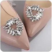 [Chargances] 1 Pair Elegant Crystal Shoe Clips Sparkly Rhinestone Shoe Buckles Women Shoes Decorations for Wedding High Heels Pumps Flats, free, crystal, crystal