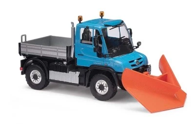 Busch 50923 - 1/87/H0 Mercedes-Benz U430 With Pointed Plough - Blue - New