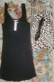 *NWT* Victoria´s Secret Ribbed Tank Slip Dress Sleepwear w/ Leopard Print Bag