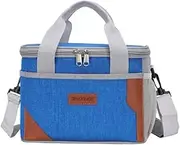 Insulated Lunch Bag for Men, Thermal Lunch Box for Women Cool Bag, Reusable Leakproof Lunch Tote Bag with Adjustable Shoulder Strap for Adult for Work/Picnic/Beach (Blue, Medium)