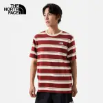 【THE NORTH FACE】TNF 北臉 短袖上衣 休閒 M TNF S/S EASY TEE - AP 男 紅白條紋(NF0A87VTSO4)