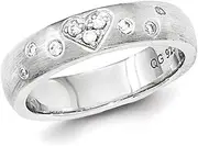 [JewelryWeb] 925 Sterling Silver Solid Polished Brushed CZ Simulated Diamond Love Heart Ring Statement-Ring for Women