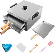 Rice Noodle Rolls Machine, 2-layer 304 Stainless Steel Steamed Vermicelli Roll Steamer, Cantonese Cuisine Household Cookware with Removable Lid, Changfen Cookware, Kitchen Food Steamer