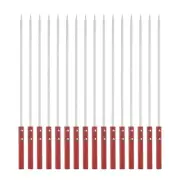 16pcs Kebob Skewers 43.5cmx7mmx2mm Stainless Steel Flat Sticks with Wood Handle