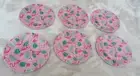 6 NEW Tropical Pink FLAMINGO Tidbit APPETIZER PLATES 6" Melamine Palm Leaves