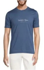 New Brunello Cucinelli Men Simplicity In Elegance Logo Blue Tshirt XXS XS S $590