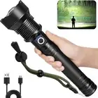 Long LED Flashlight USB Rechargeable Zoom High Lumen Torch Lamp Work Flash Light
