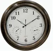Clocks Outdoor Waterproof, Metal Round Outdoor Clocks for The Garden Wall Mounted Waterproof and Moisture Proof Outside Clock