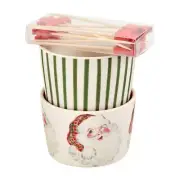 Mud Pie Home Retro Winking Santa Tidbit Appetizer Christmas Bowl SEt