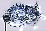 [Lexi Lighting] Solar 100 LED Fairy Light Chain, Dark Green Cable, White, 4.9M Outdoor String Lights, Solar Powered with 8 Functions Mode, Memory Hold, Christmas, Garden Parties, and Decorations