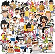 Cartoon Bob's Burgers Stickers for Water Bottles 50 Pcs Waterproof Cute Aesthetic Trendy Stickers for Teens Kids Girls and Boys, Perfect for Laptop Notebook Tablet Phone Car Travel (Bob's Burgers)