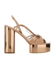 Salvatore Ferragamo Mirrored Heel Platform Sandals US10.5,US9.5 Nude